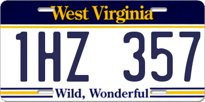 WV license plate 1HZ357