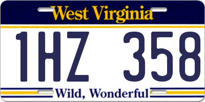 WV license plate 1HZ358