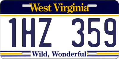 WV license plate 1HZ359