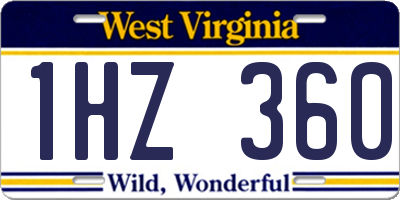WV license plate 1HZ360
