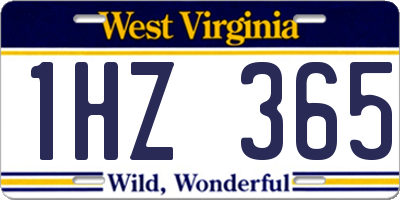 WV license plate 1HZ365