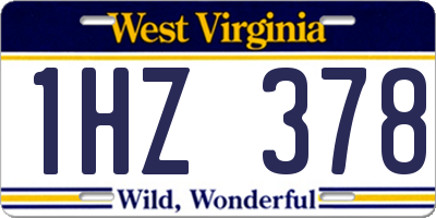 WV license plate 1HZ378