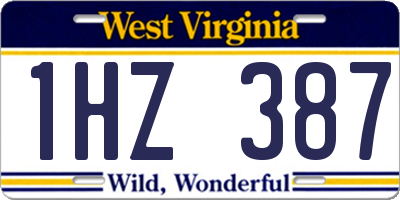 WV license plate 1HZ387