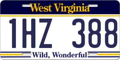 WV license plate 1HZ388