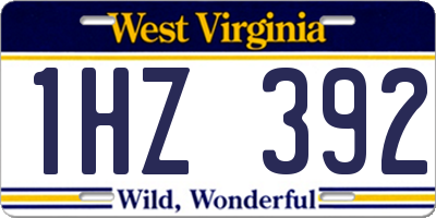 WV license plate 1HZ392