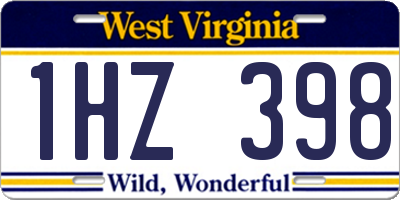 WV license plate 1HZ398