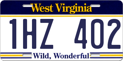 WV license plate 1HZ402