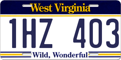 WV license plate 1HZ403