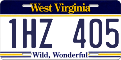 WV license plate 1HZ405