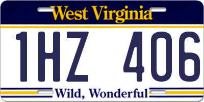 WV license plate 1HZ406