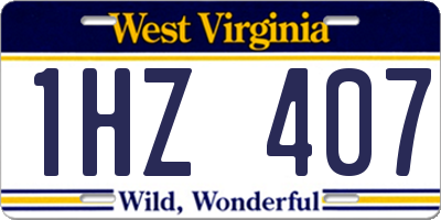 WV license plate 1HZ407