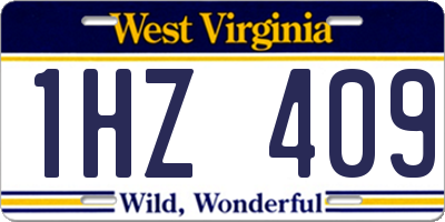 WV license plate 1HZ409