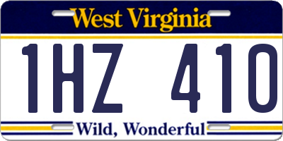 WV license plate 1HZ410