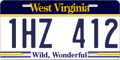 WV license plate 1HZ412