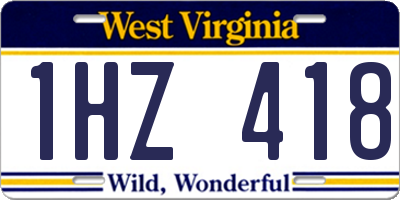WV license plate 1HZ418