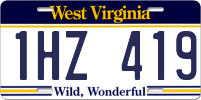 WV license plate 1HZ419