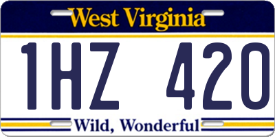 WV license plate 1HZ420