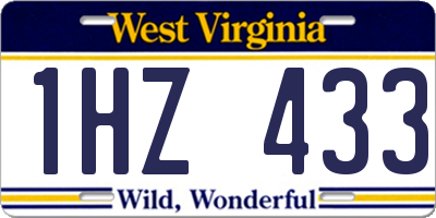 WV license plate 1HZ433