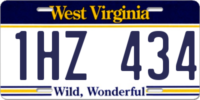WV license plate 1HZ434