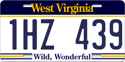 WV license plate 1HZ439