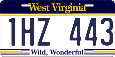 WV license plate 1HZ443