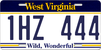 WV license plate 1HZ444