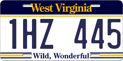 WV license plate 1HZ445