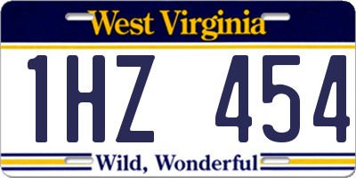 WV license plate 1HZ454