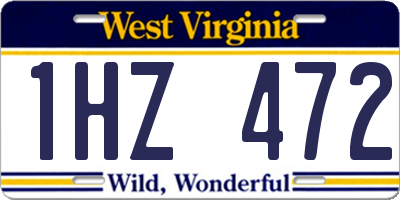 WV license plate 1HZ472