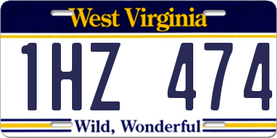 WV license plate 1HZ474