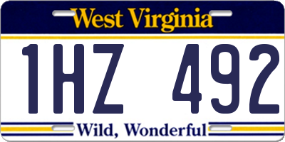 WV license plate 1HZ492