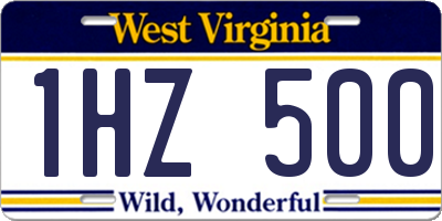 WV license plate 1HZ500