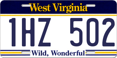 WV license plate 1HZ502