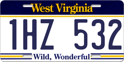 WV license plate 1HZ532