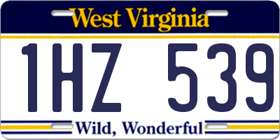 WV license plate 1HZ539