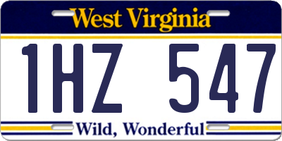 WV license plate 1HZ547