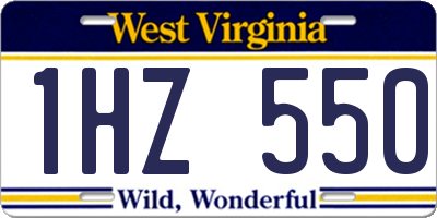 WV license plate 1HZ550