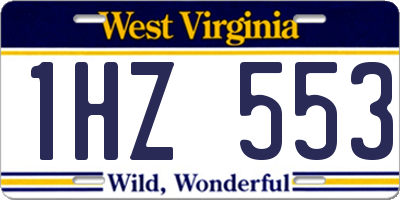 WV license plate 1HZ553