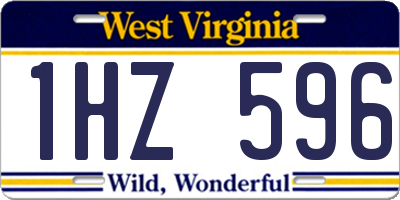 WV license plate 1HZ596