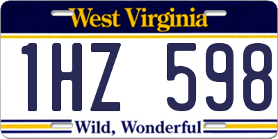 WV license plate 1HZ598