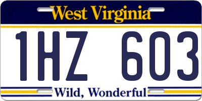 WV license plate 1HZ603