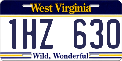 WV license plate 1HZ630