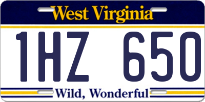 WV license plate 1HZ650