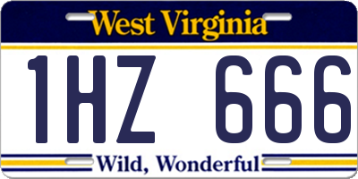 WV license plate 1HZ666