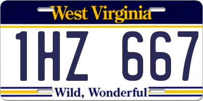 WV license plate 1HZ667