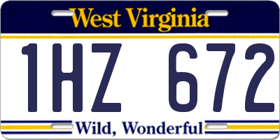 WV license plate 1HZ672