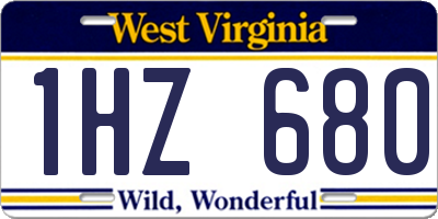 WV license plate 1HZ680