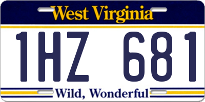 WV license plate 1HZ681