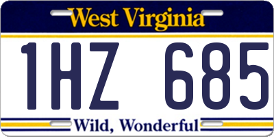 WV license plate 1HZ685