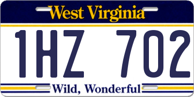WV license plate 1HZ702